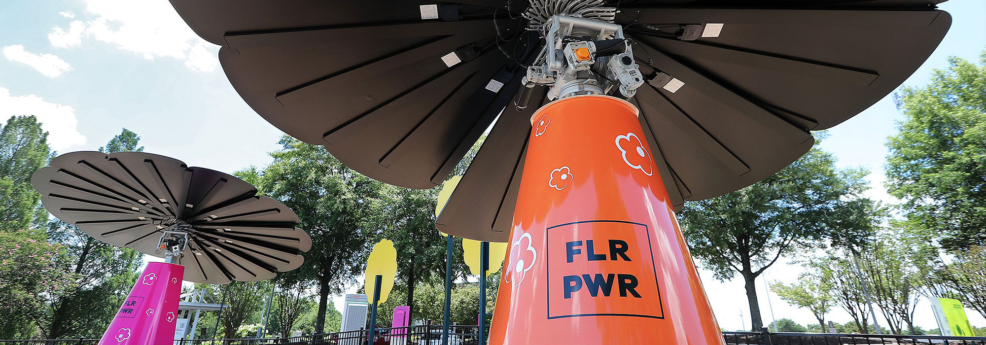 SmartFlower with a base wrapped with 